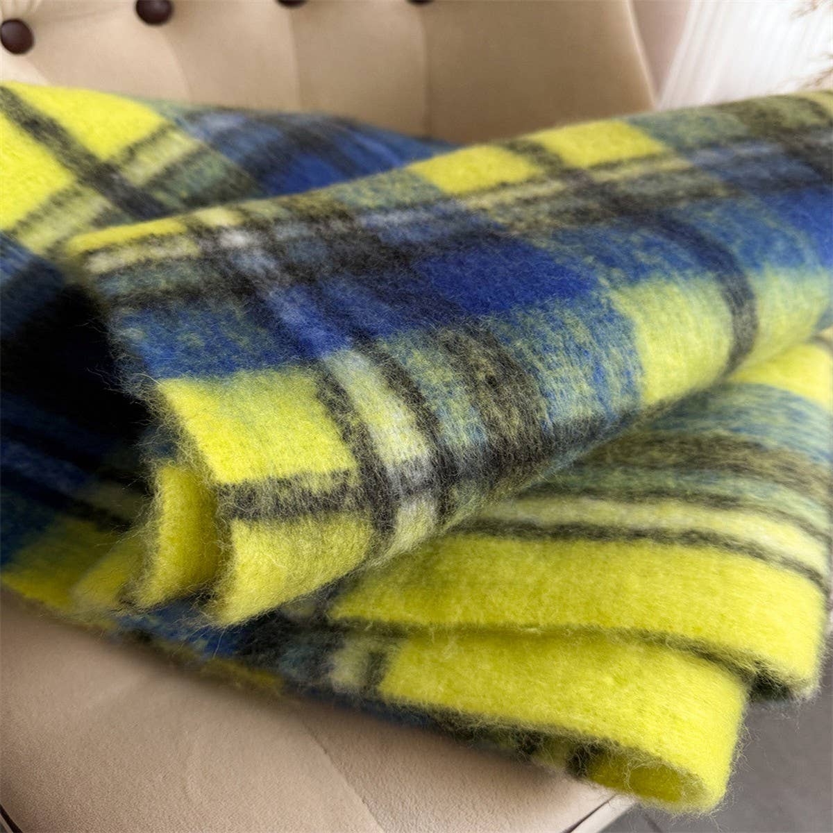 Rainbow Mohair Plaid Scarf Women Winter Wrap_Cwasc03465