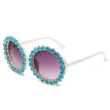 DIAMOND EXAGGERATED ROUND FRAME SUNGLASSES_CWASG0789