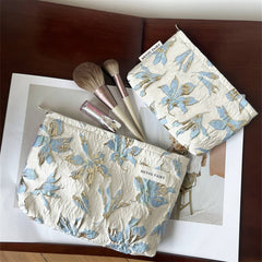 Embossed Floral Makeup Bag Large Travel Wash Pouch_Cuab00738