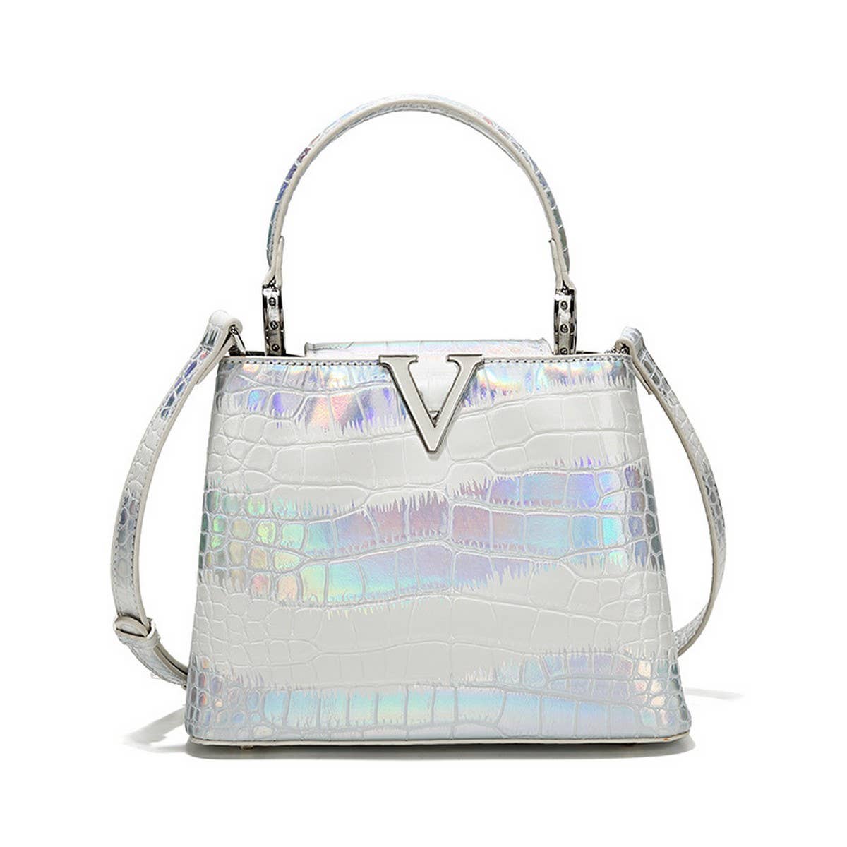 High-End Contrast Color Crocodile Pattern Tote Bag_Cwab3620