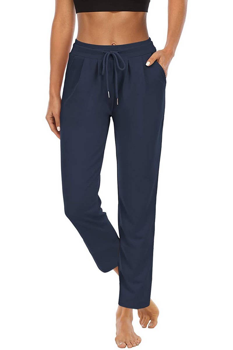 Solid Pocket High Waist Casual Pants_Cwblp0382