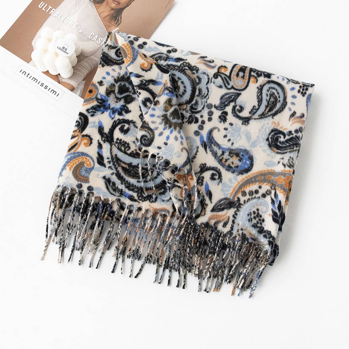 SOFT PAISLEY SCARF ELEGANT TASSEL WRAP FOR WOMEN_CWASC0920