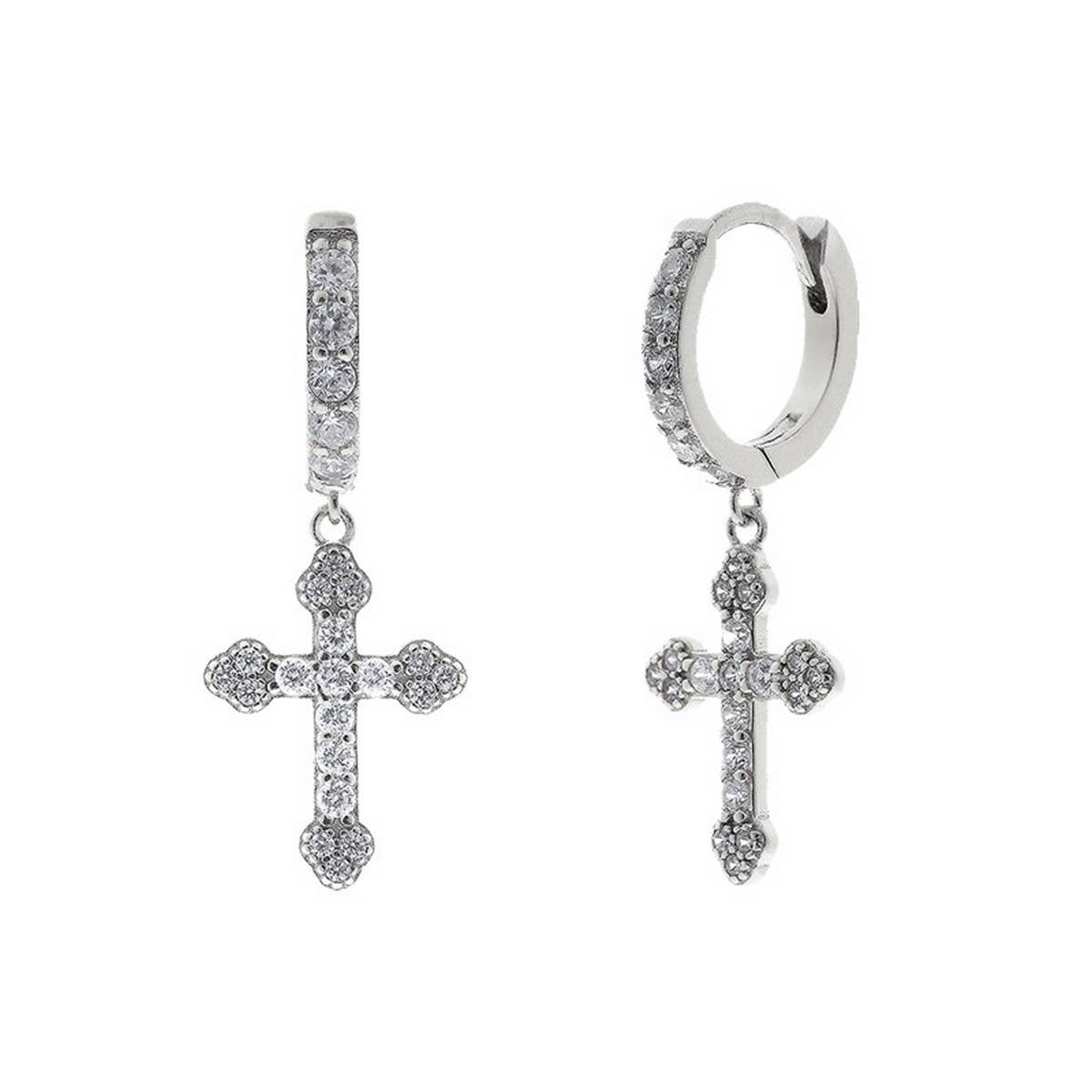 GEOMETRIC CROSS TRENDY FASHION HOOP EARRINGS_CWAJE1732