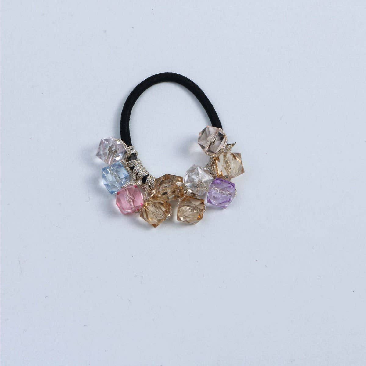 FRESH CLEAR SQUARE BEAD HAIR TIE CUTE SIMPLE BAND_CWAHA6786