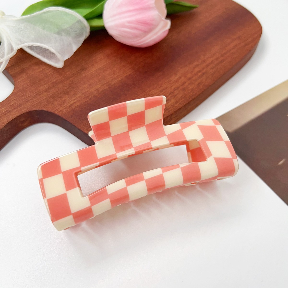 Checkerboard Hair Claw ? Candy Color Acetate Look_Cwmm10084