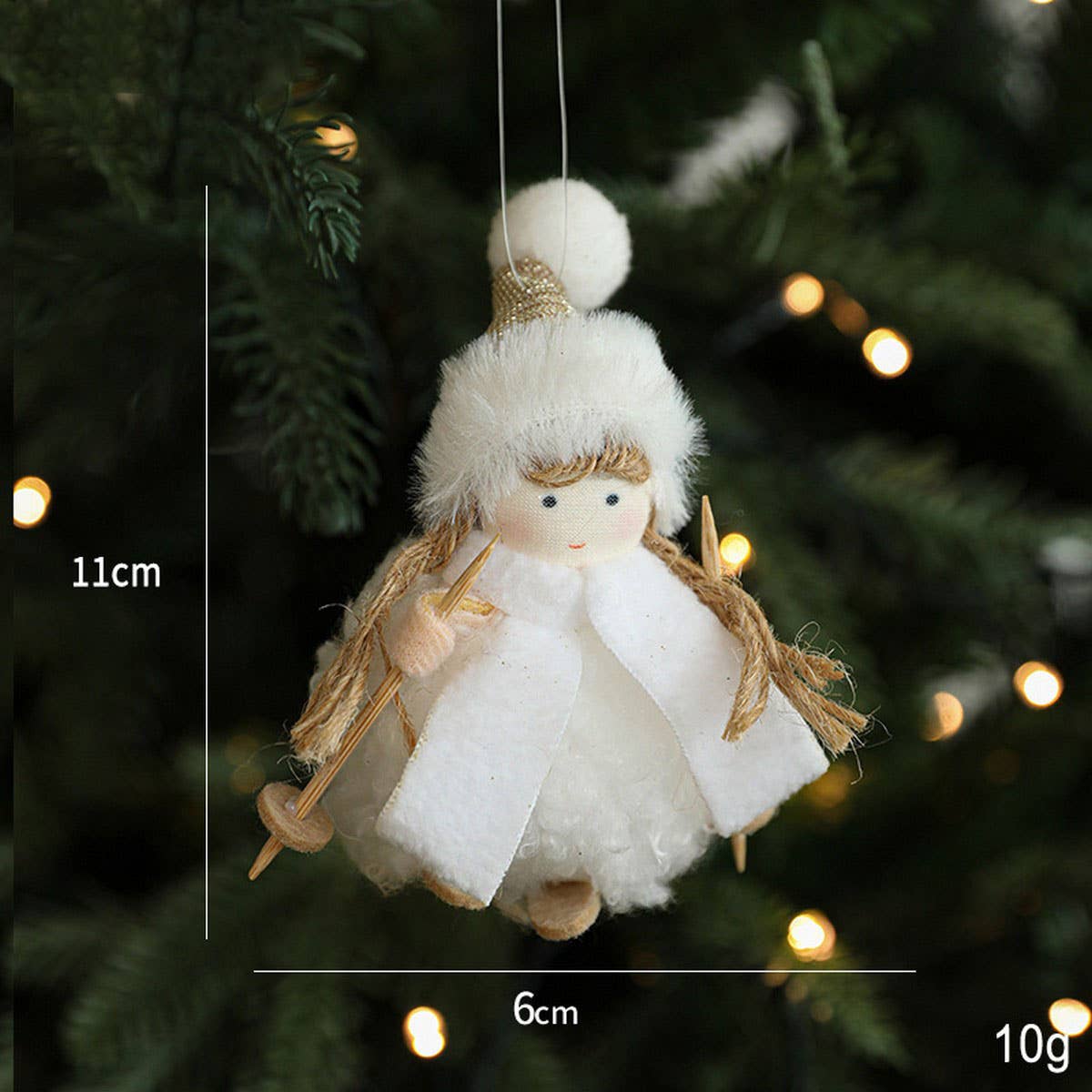 White Plush Doll Xmas Tree Cute Hanging Decor_Cwmm9678
