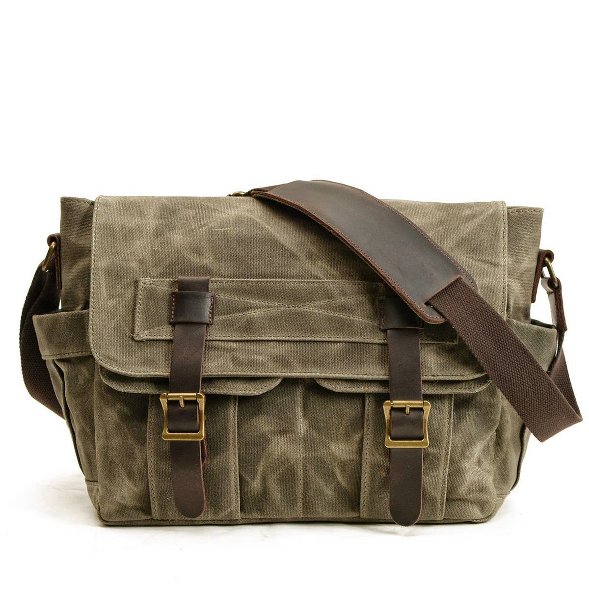 NEW WAXED CANVAS LEATHER SATCHEL FOR MEN_CWAB5561