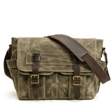 NEW WAXED CANVAS LEATHER SATCHEL FOR MEN_CWAB5561