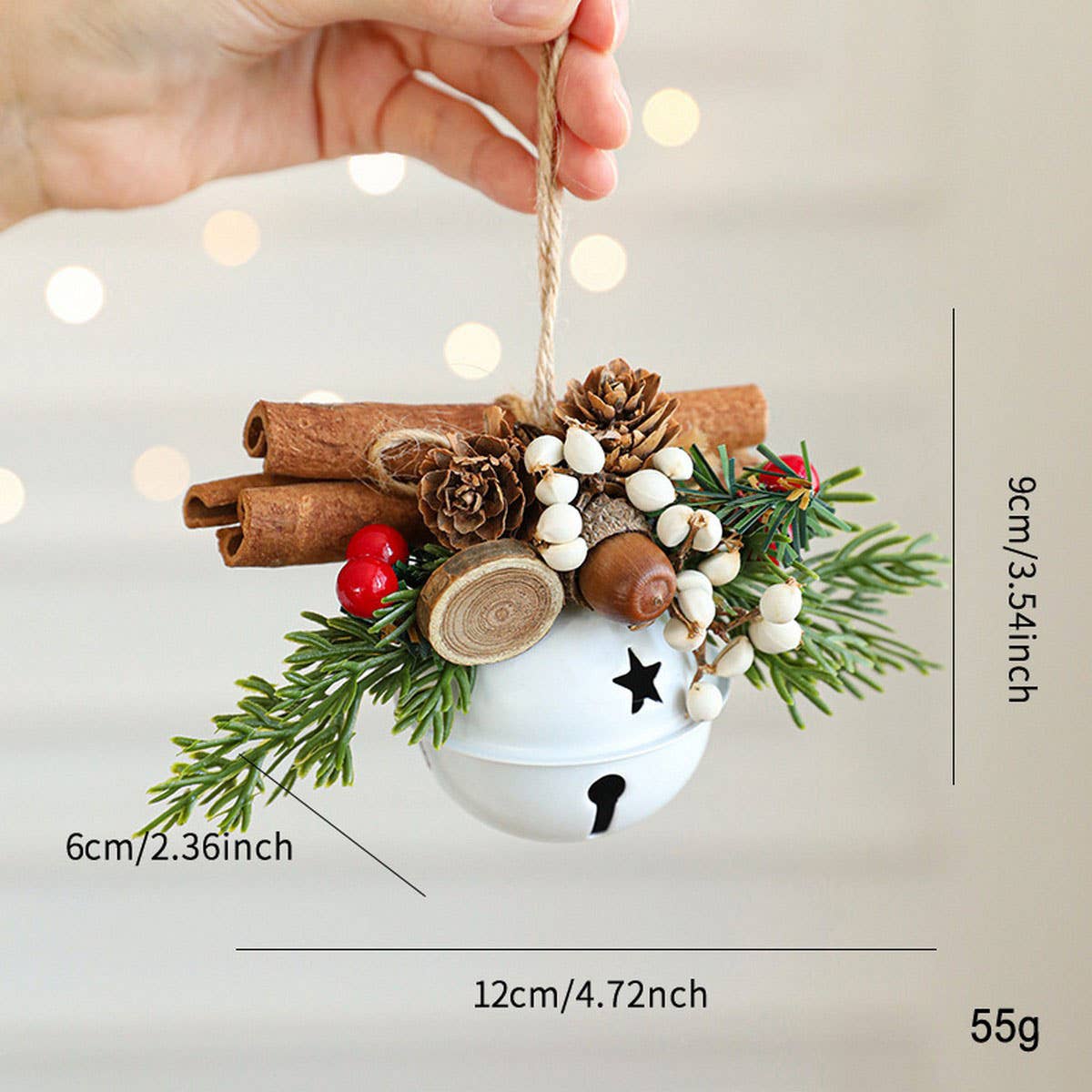 Cwmm10364_Christmas Bell Antler Bow Pinecone Tree Ornaments