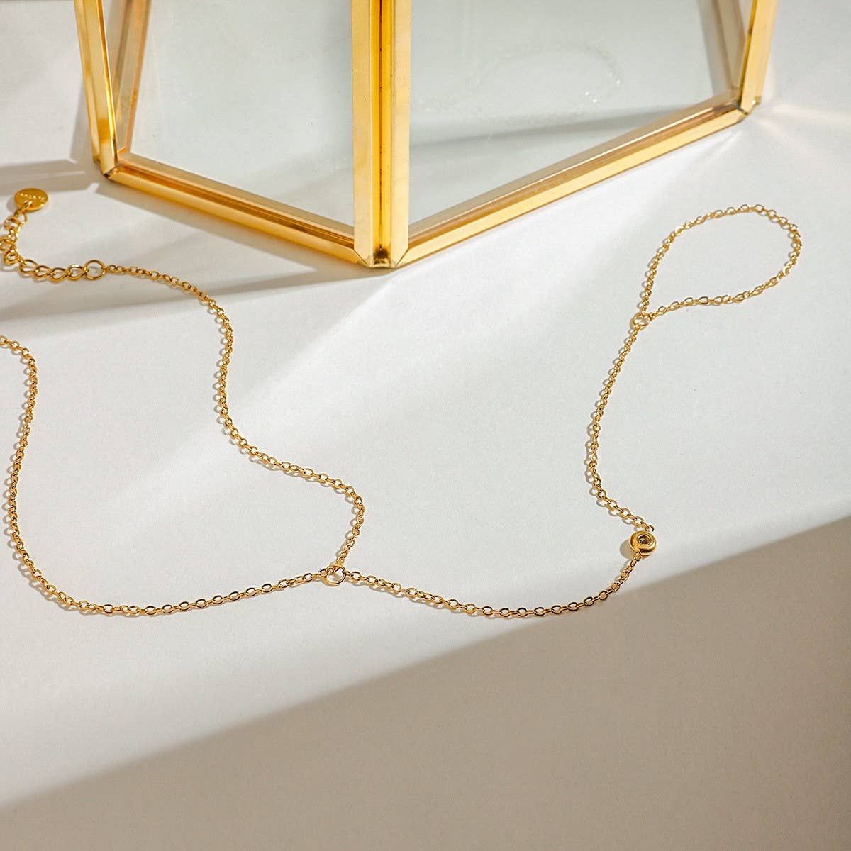 Trendy Zircon Link Ring Anklet, 18K Gold Steel