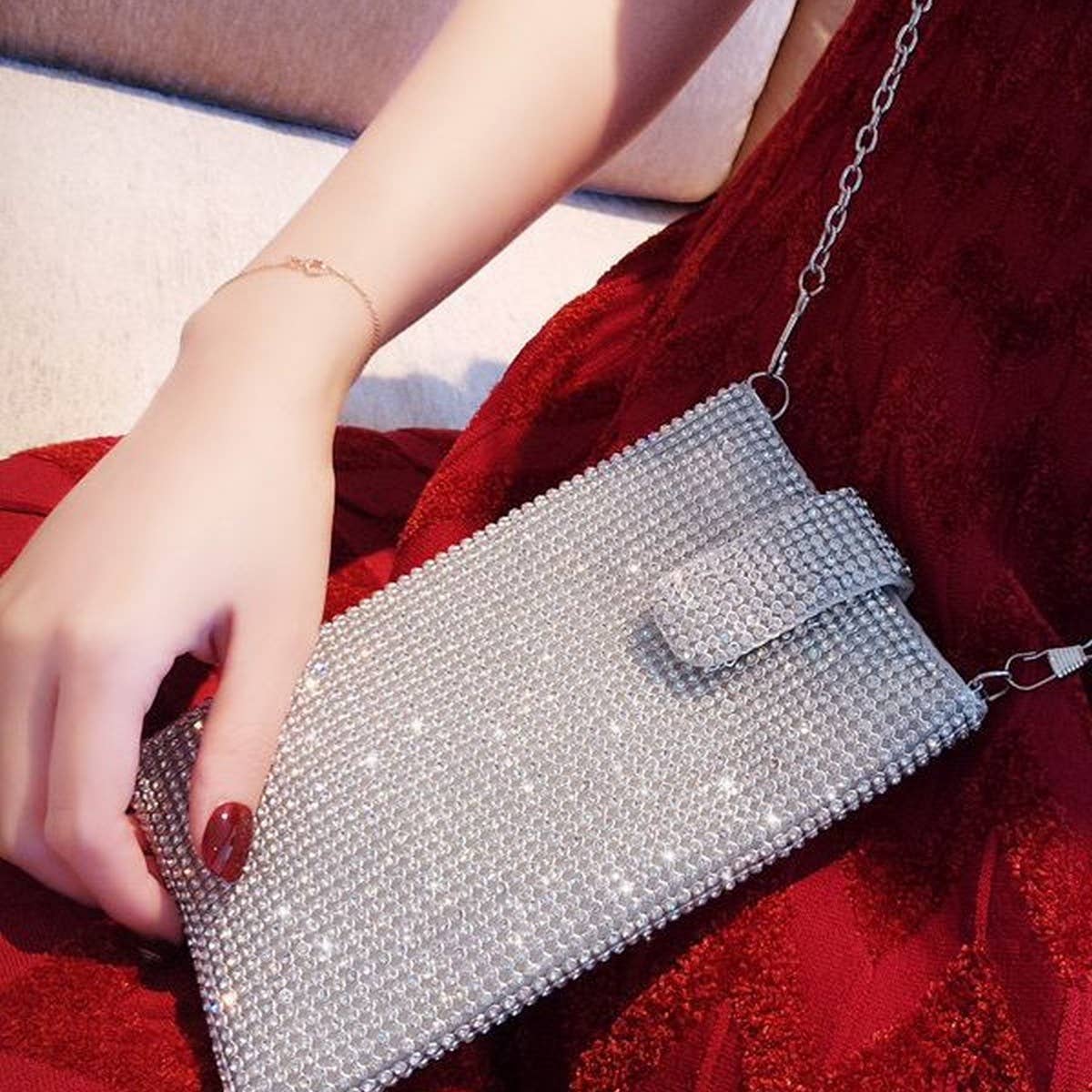 Fashionable And Simple Rhinestone Evening Bag_Cwab3589