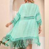PANELED TASSEL LOOSE CARDIGAN BEACH COVER UP_CWMM1238