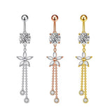 TASSEL FLOWER PETAL STAINLESS STEEL BELLY RING_CWMM9459