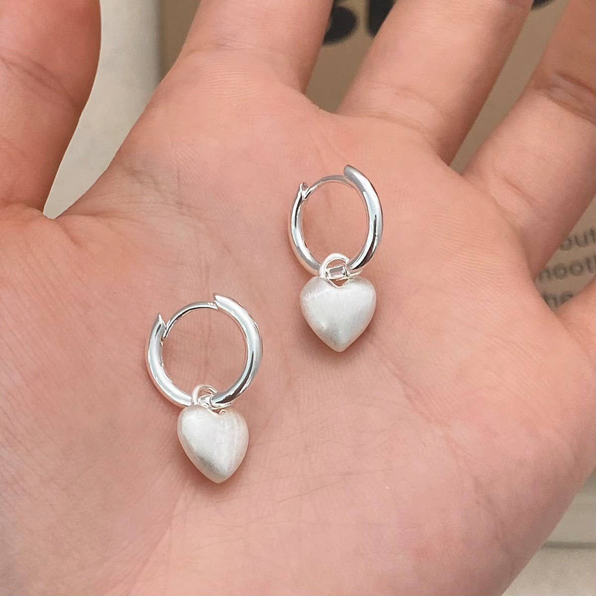 Valentines Day High-End Frosted Heart Earrings