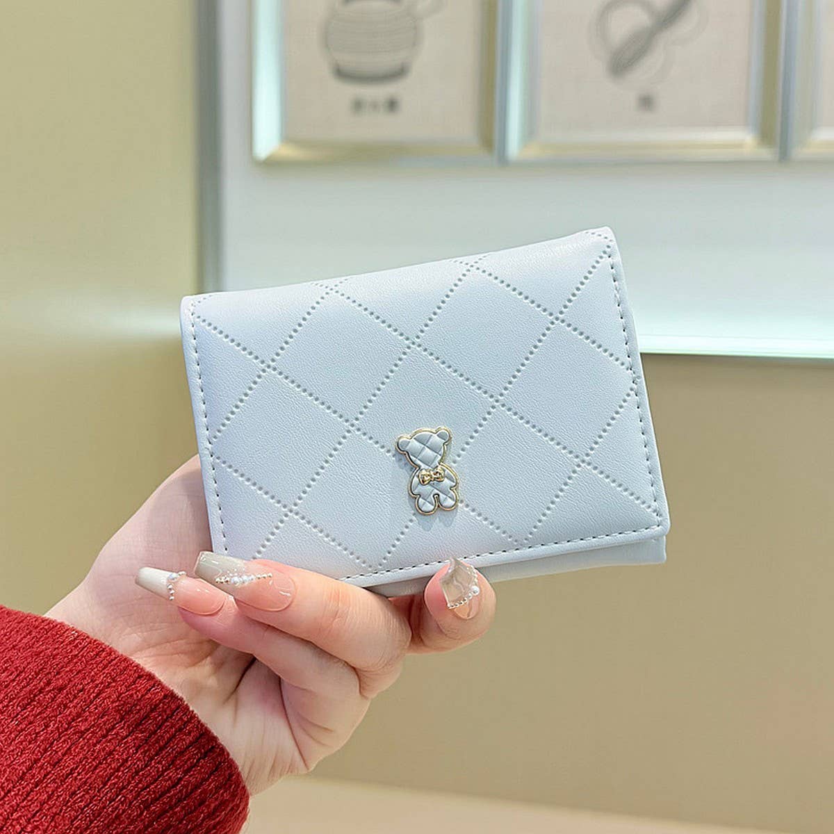 Cute Quilted Bear 3-Fold Wallet Ins_Cwab06257
