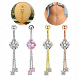 LONG CHAIN CZ BELLY RING WITH COPPER PIERCING_CWMM9232