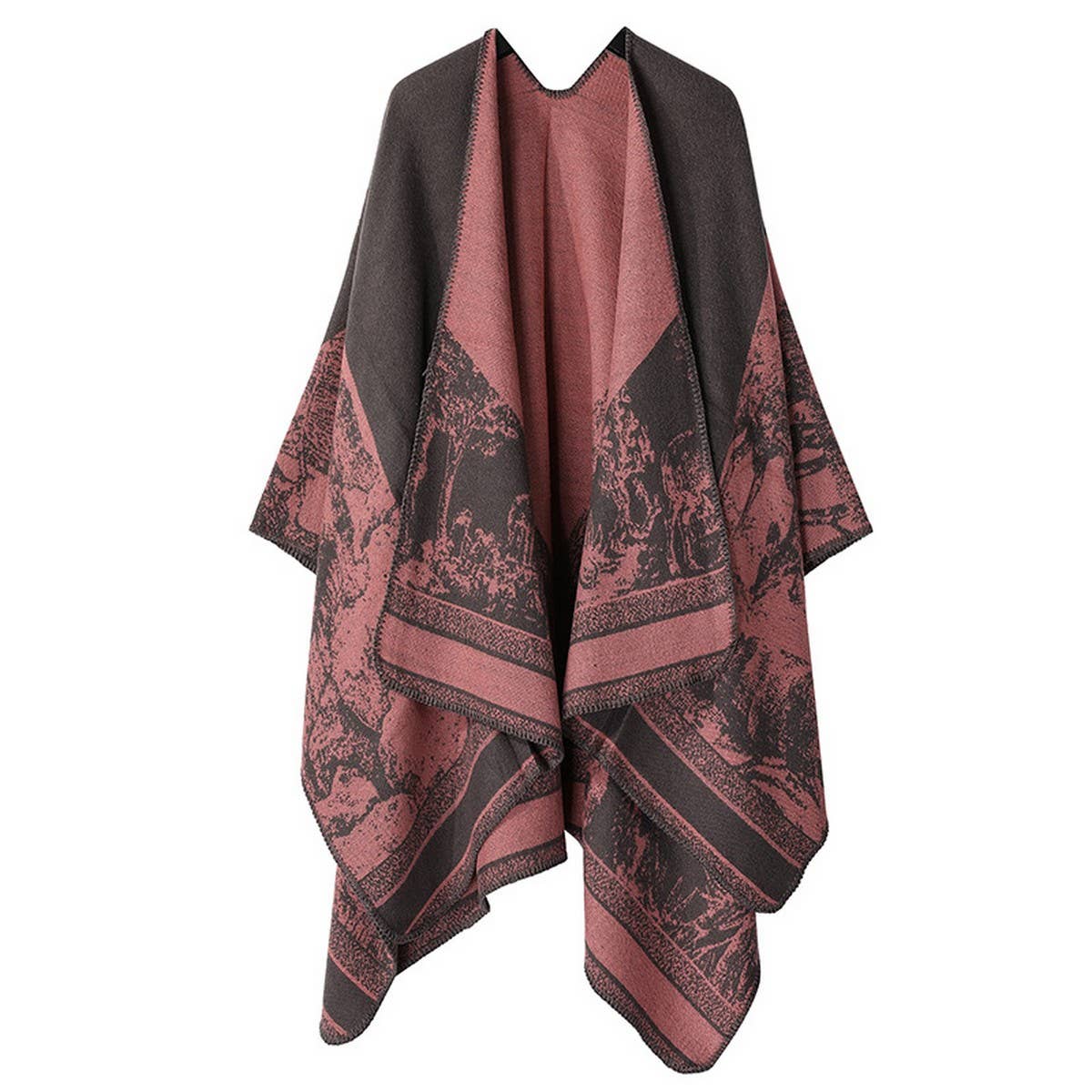 CAPE DARK DOUBLE SIDED WARM OUTER WEAR THICK SHAWL_CWASC2116