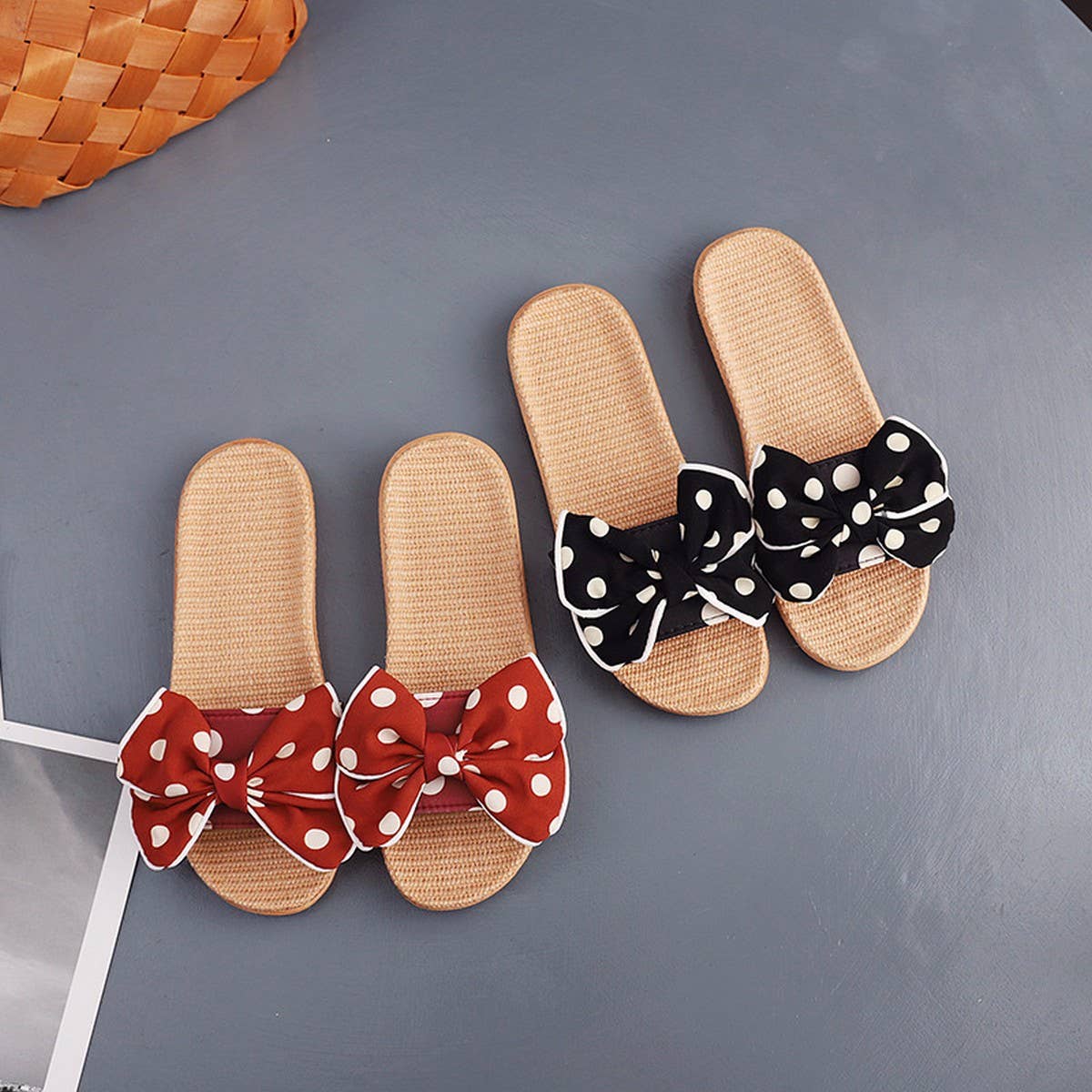 LINEN INDOOR SLIPPERS FOR WOMEN NON SLIP_CWSHF0208