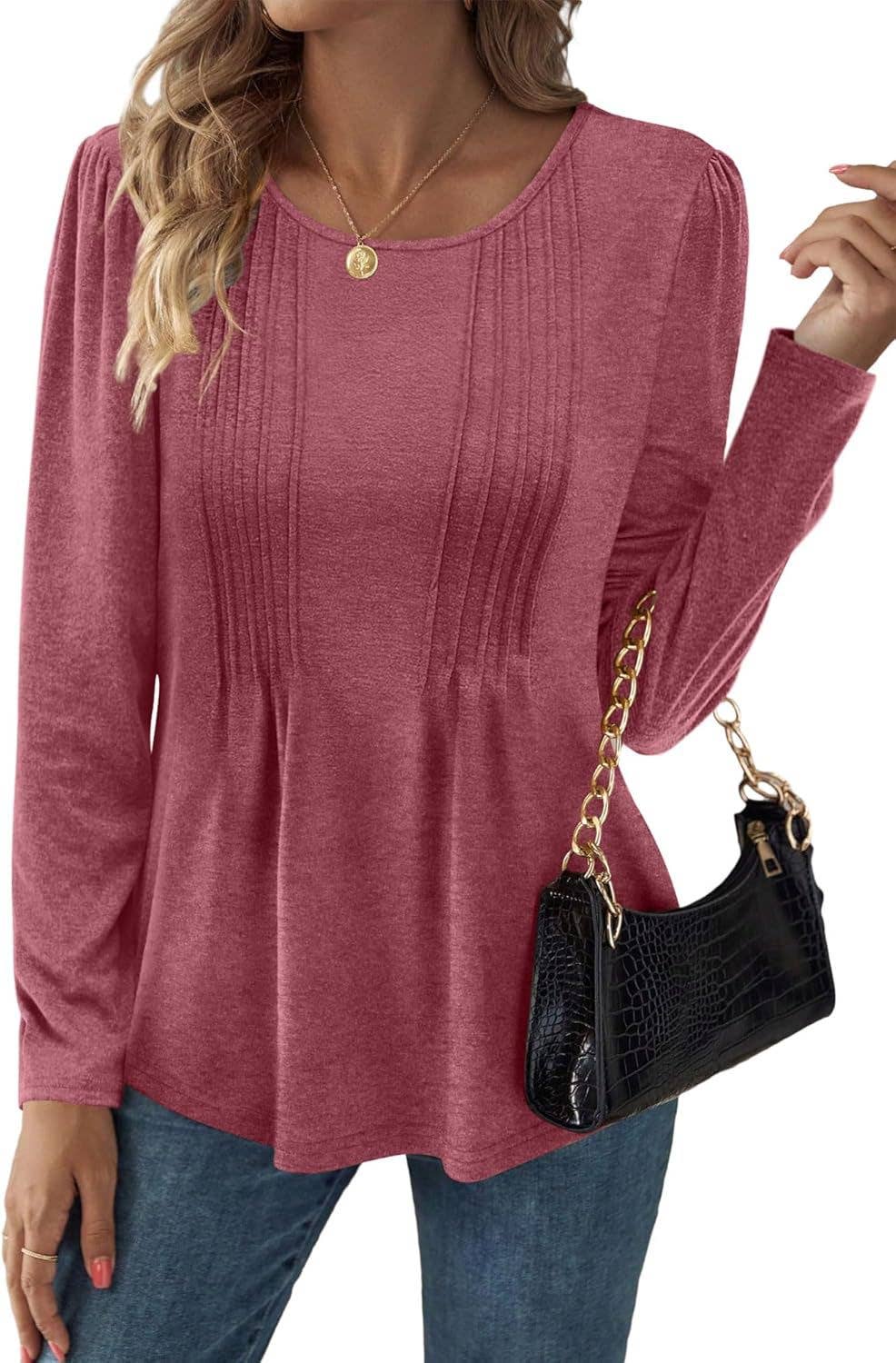 Wear A Solid Color Crew Neck Long Sleeve T-Shirt
