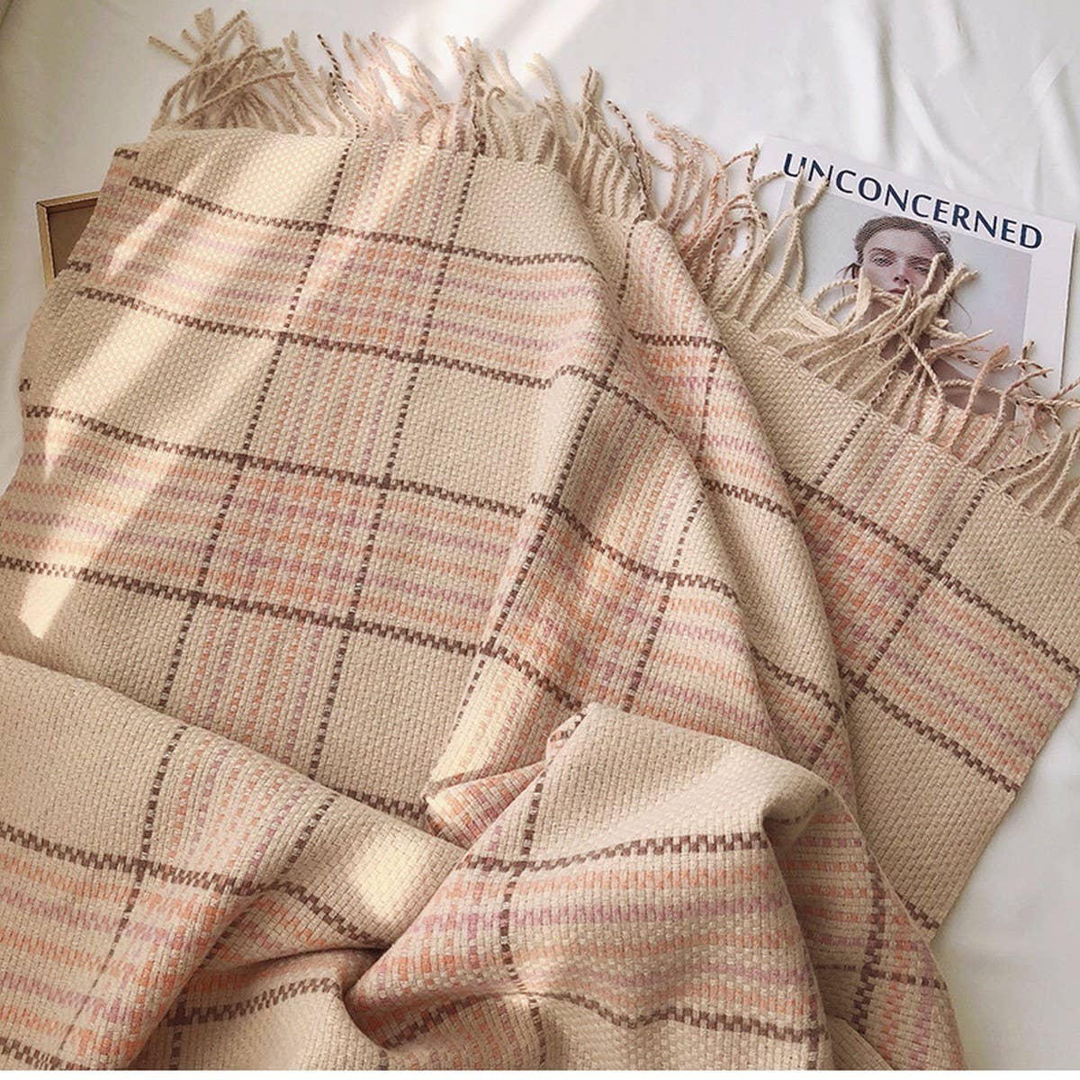 PLAID FAUX CASHMERE SCARF THICK WARM WINTER WRAP_CWASC1453