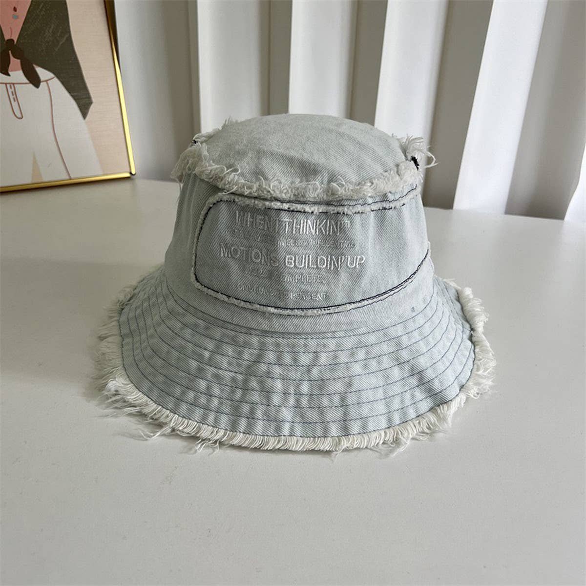 ALL MATCH WASHED LETTER EMBROIDERED BUCKET HAT_CWAB2850
