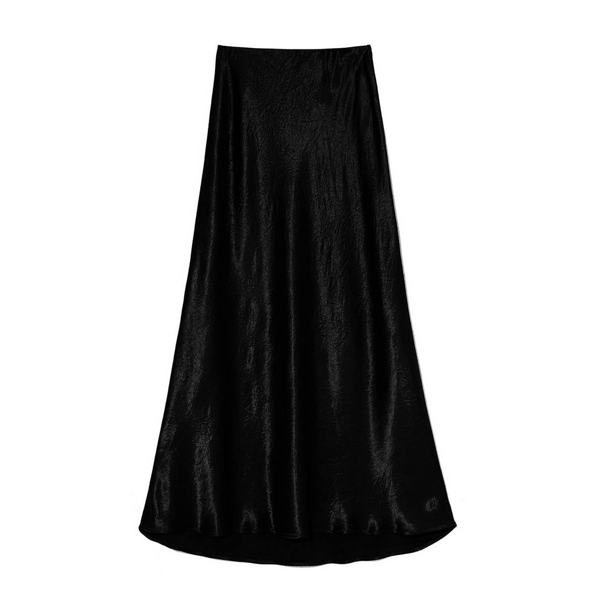 SATIN SKIRT HIGH WAIST ELASTIC PATTERN LONG SKIRT_CWBSS0384