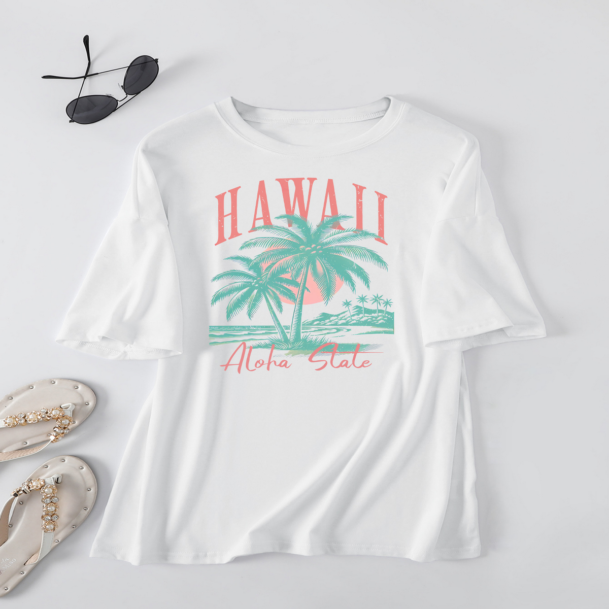 CASUAL COCONUT TREE TEE FOR WOMEN OVERSIZED_CWTTS1467