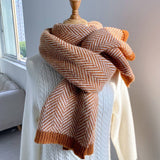 PLAID FAUX CASHMERE SCARF STYLISH WINTER NECK_CWASC1247