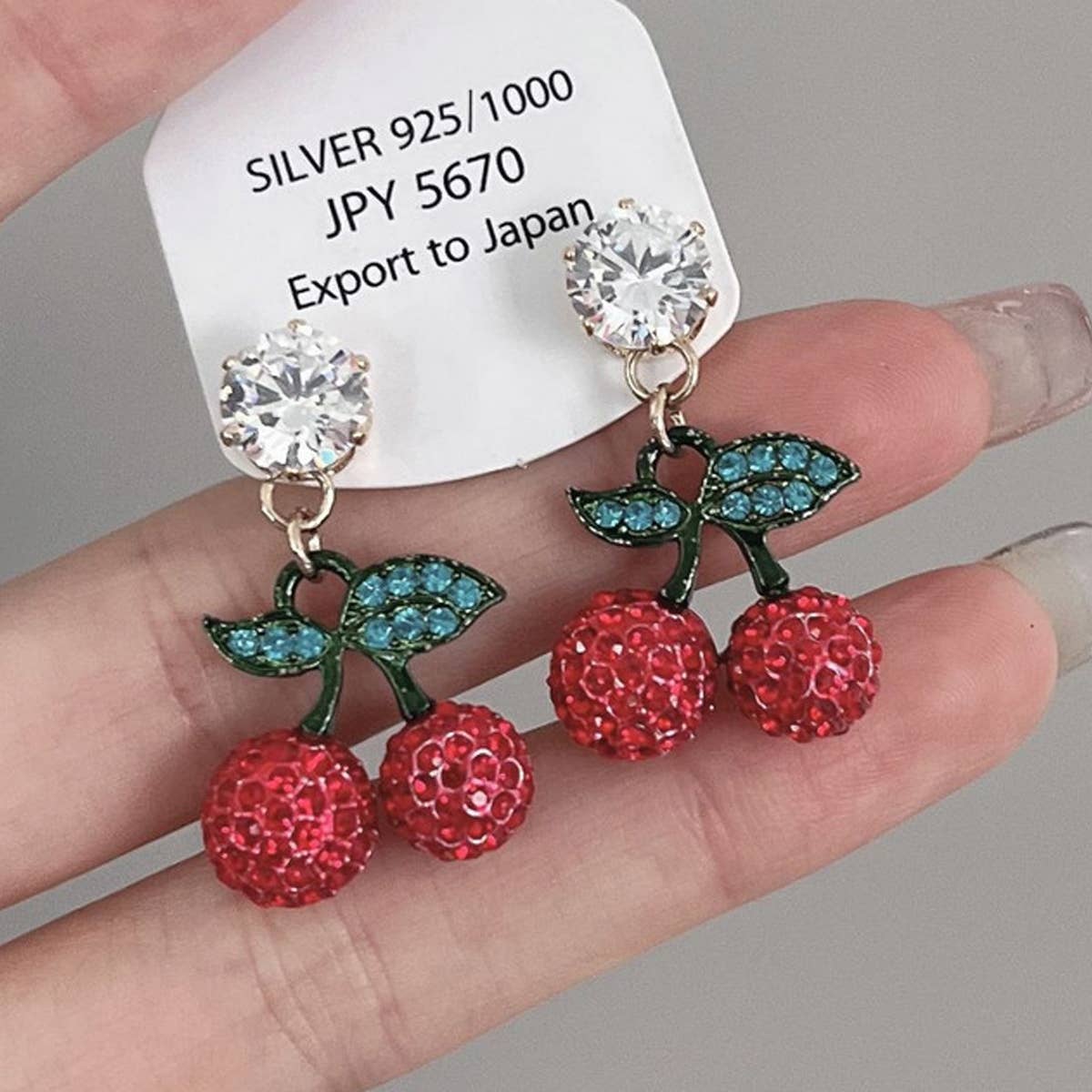 CUTE RED ZIRCON CHERRY EARRINGS_CWAJE1455