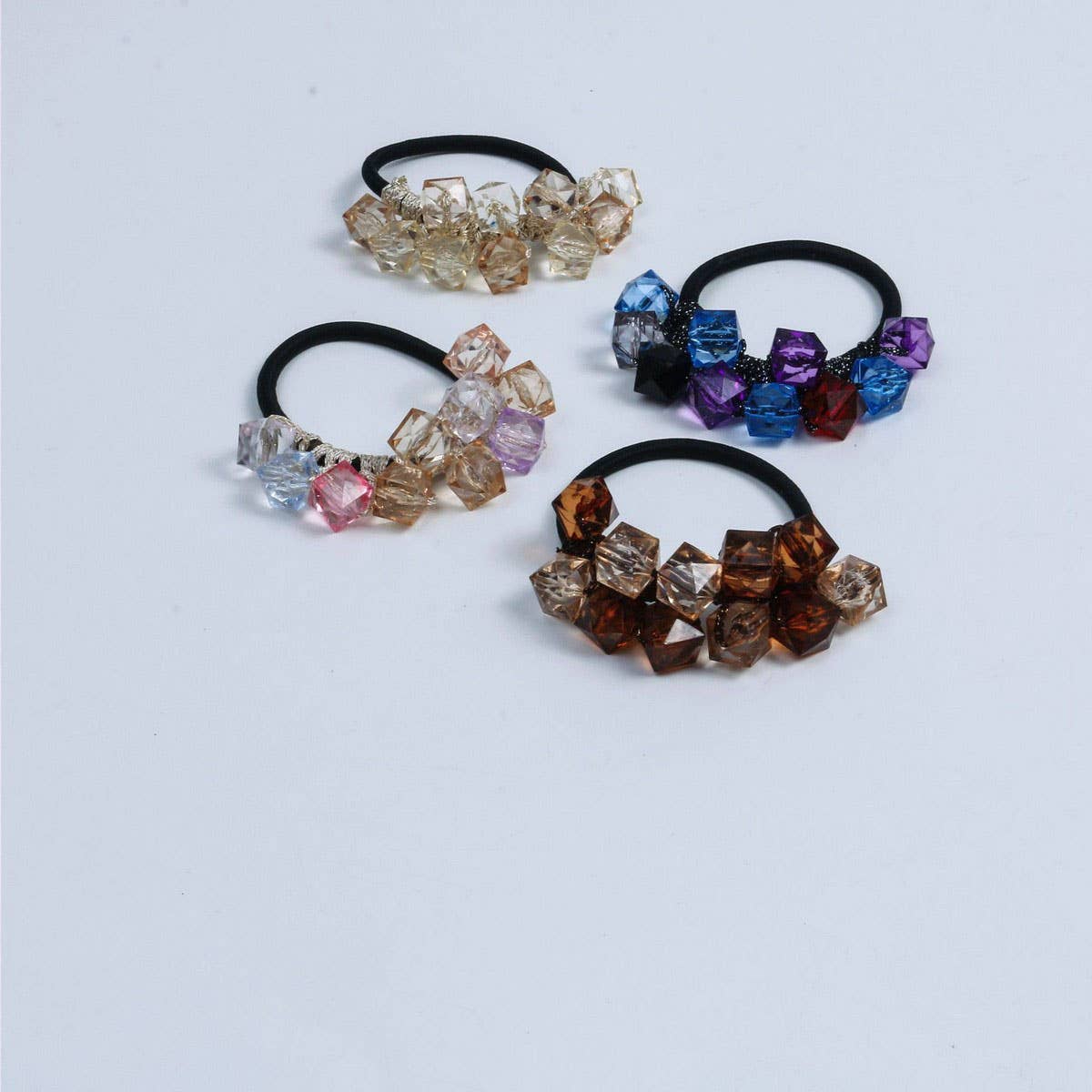 FRESH CLEAR SQUARE BEAD HAIR TIE CUTE SIMPLE BAND_CWAHA6786
