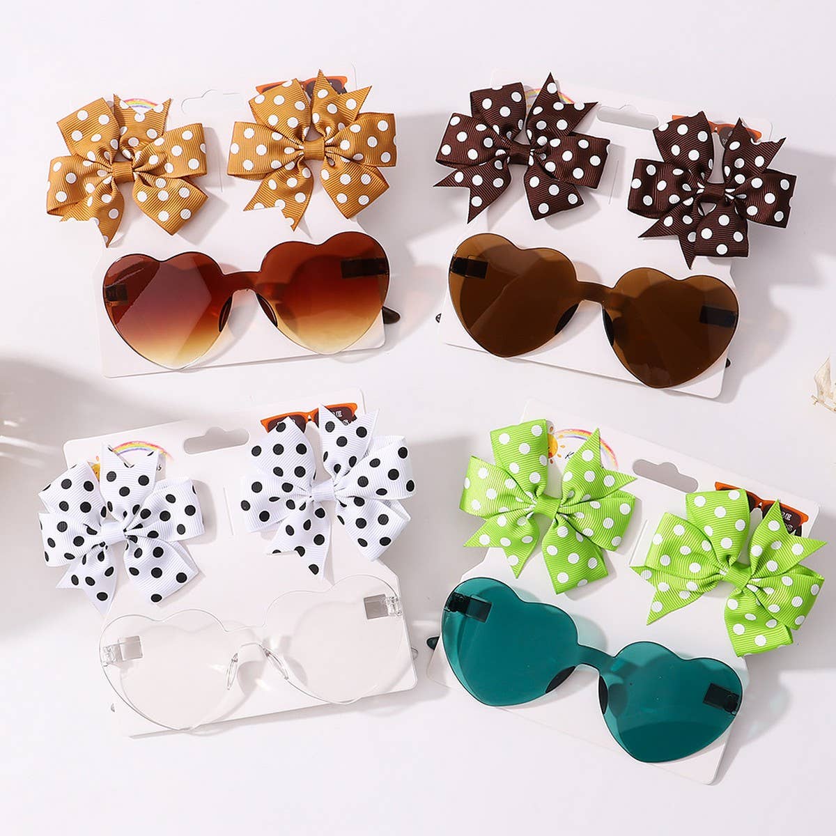 KIDS POLKA DOT GROSGRAIN BOW HAIR CLIP SUNGLASSES_CWAHA6708
