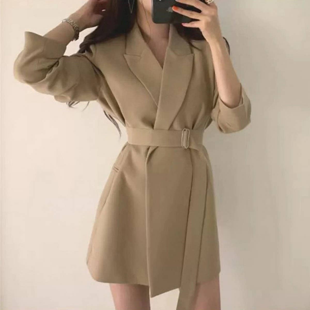 Vintage Belted Casual Blazer_Cwobl0151