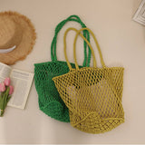 SIMPLE MESH ONE SHOULDER BEACH STRAW BAG_CWAB1884
