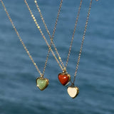 NATURAL STONE RED HEART SHAPED PENDANT NECKLACE_CWAJE1616
