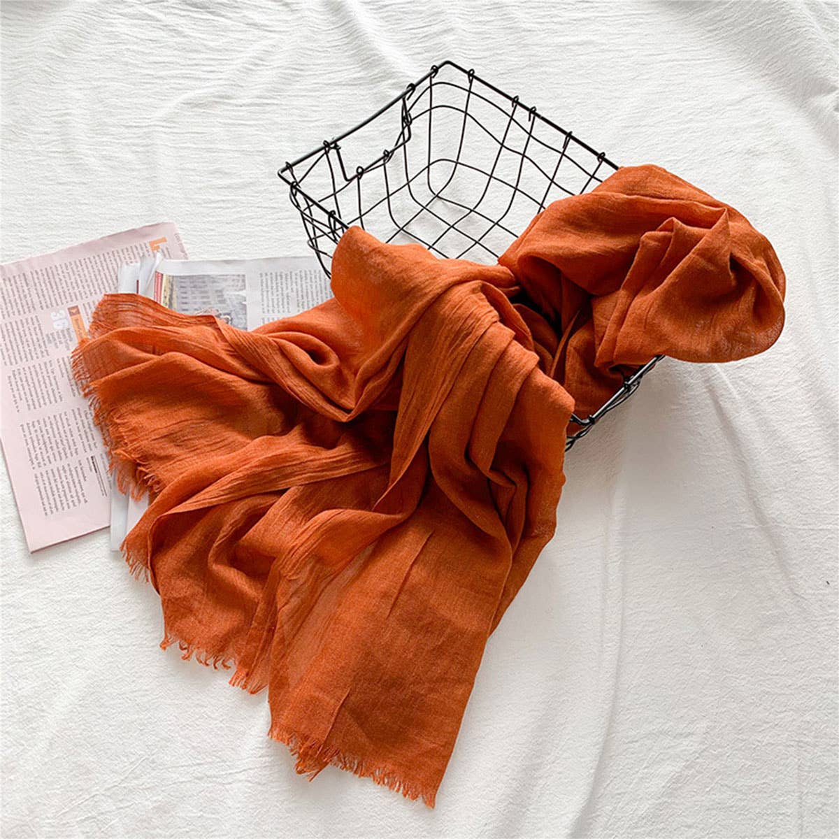 COTTON LINEN SOLID COLOR BEACH SHAWL SCARF _CWASC0197