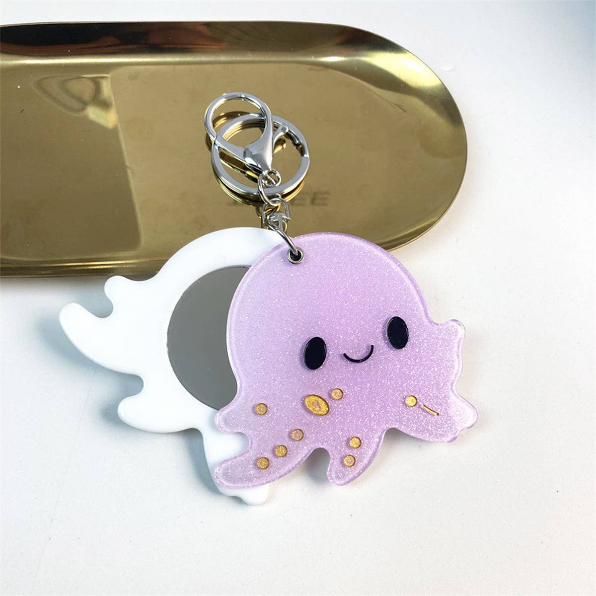 CREATIVE OCTOPUS ROUND MIRROR KEYCHAIN ACRYLIC_CWMM6379