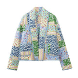 COLORBLOCK PRINT LAPEL QUILTED JACKET_CWASC2278