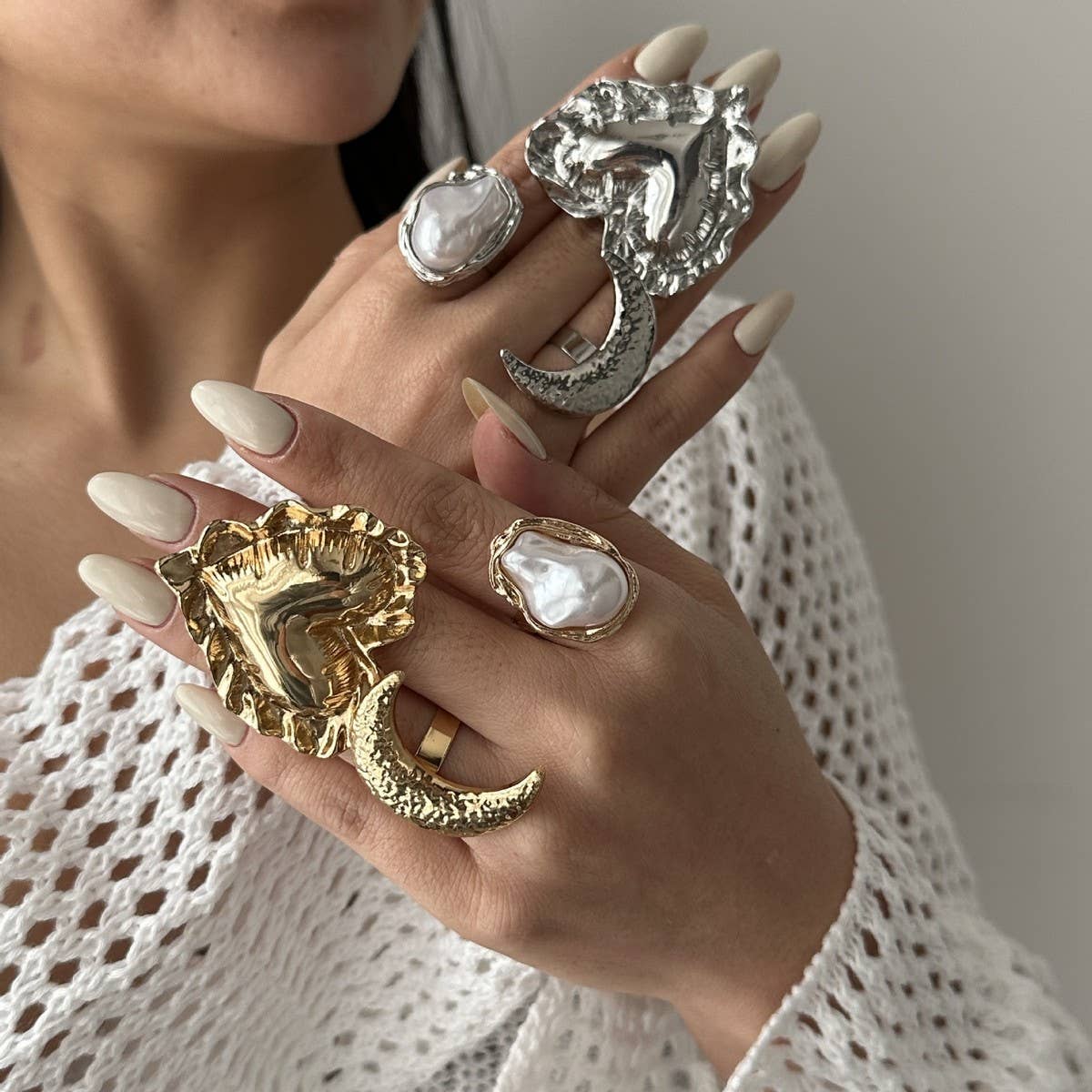 NEW WRINKLED THREE DIMENSIONAL LOVE ALLOY RING_CWMM3241