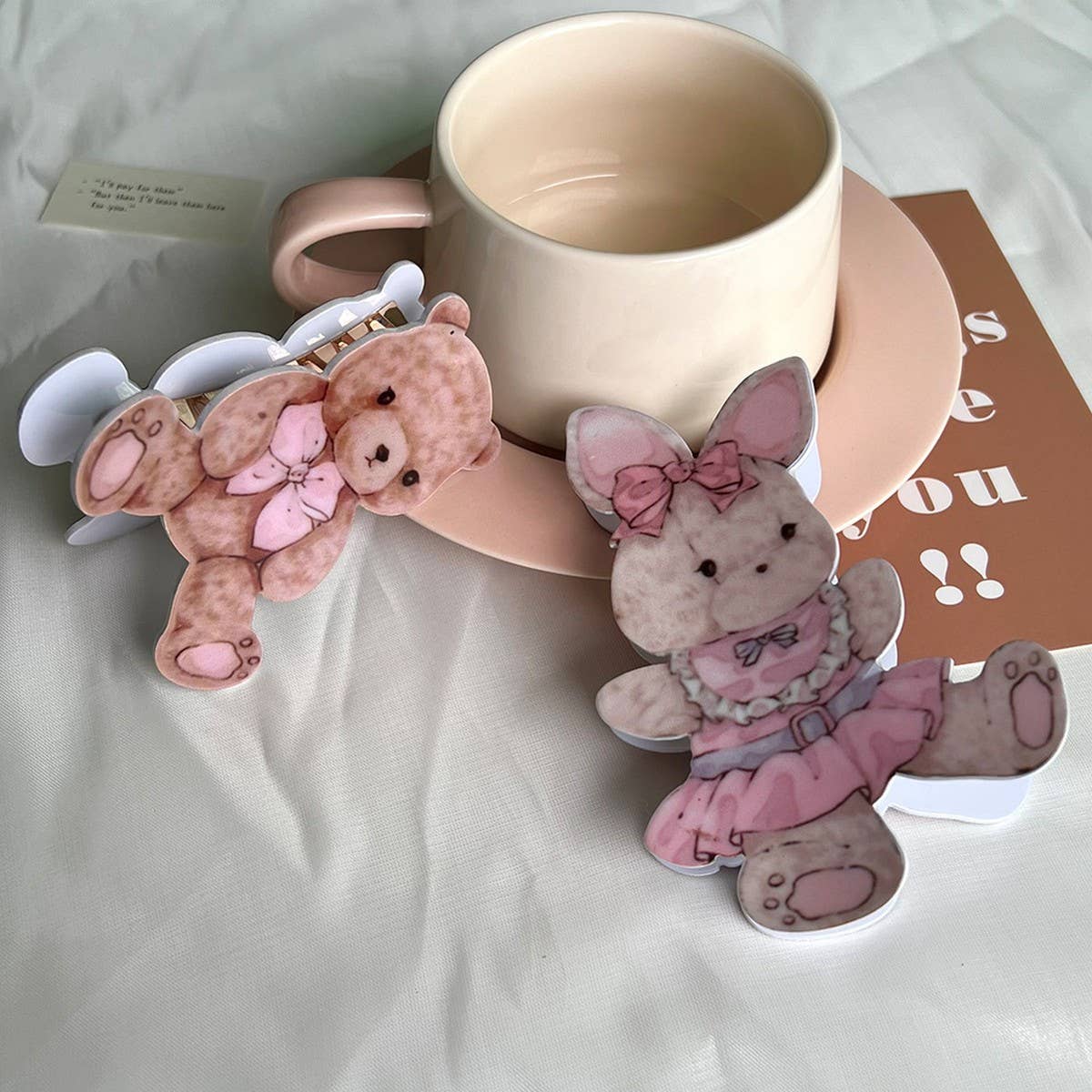 PINK BEAR CLAW CLIP CUTE ACRYLIC HAIR ACCESSORY_CWAHA6017