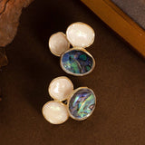 DESIGN OIL DRIPPED ABALONE SILVER NEEDLE EARRINGS_CWMM4335