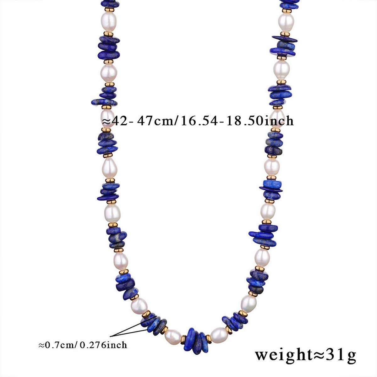 Unique Natural Stone Pearl Necklace Set With Lapis_Cwmm7546