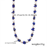 Unique Natural Stone Pearl Necklace Set With Lapis_Cwmm7546