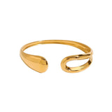 MINIMALIST IRREGULAR OPEN CUFF IN 18K GOLD STEEL_CWAJE4863