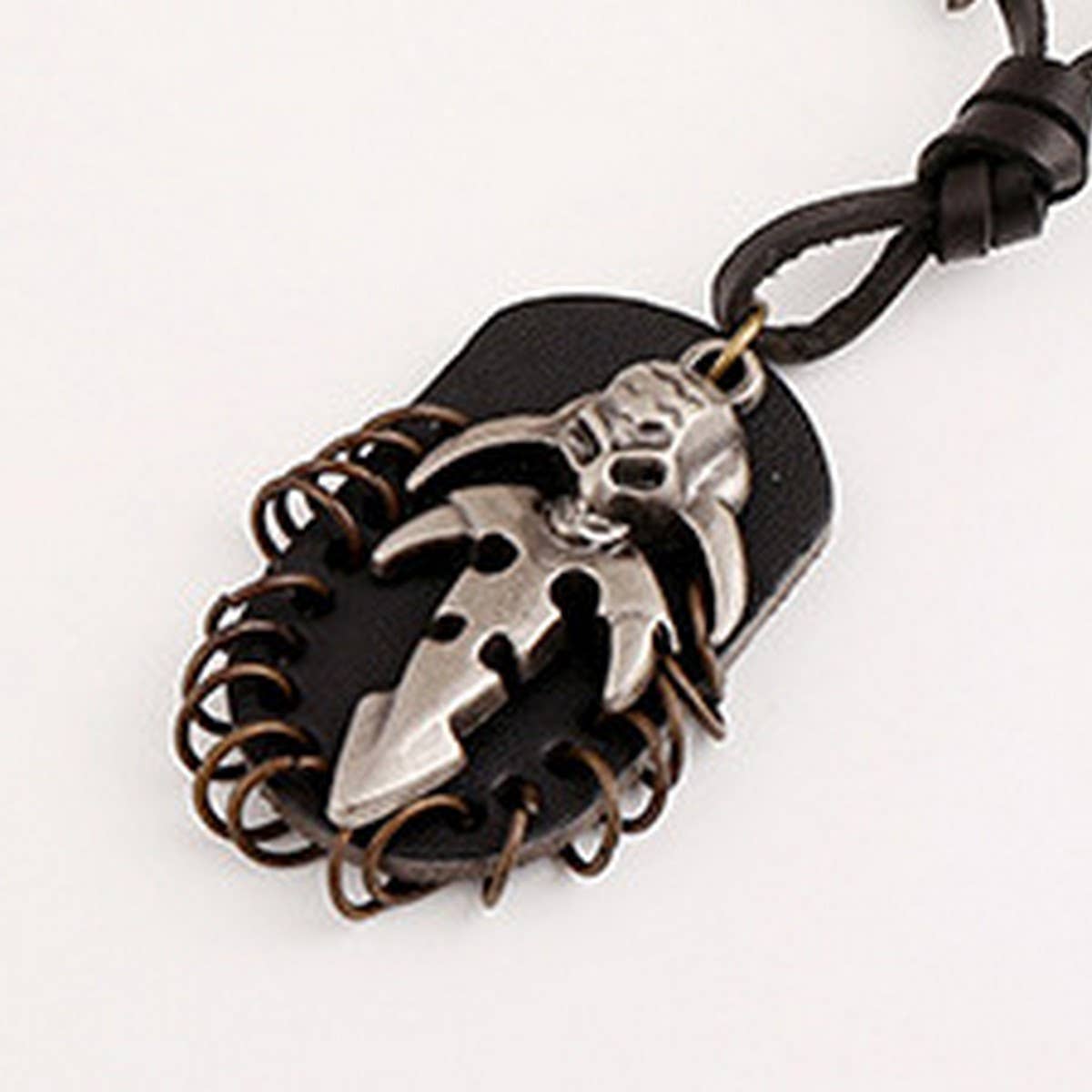 PUNK RETRO STYLE MENS LEATHER NECKLACE_CWMM4623