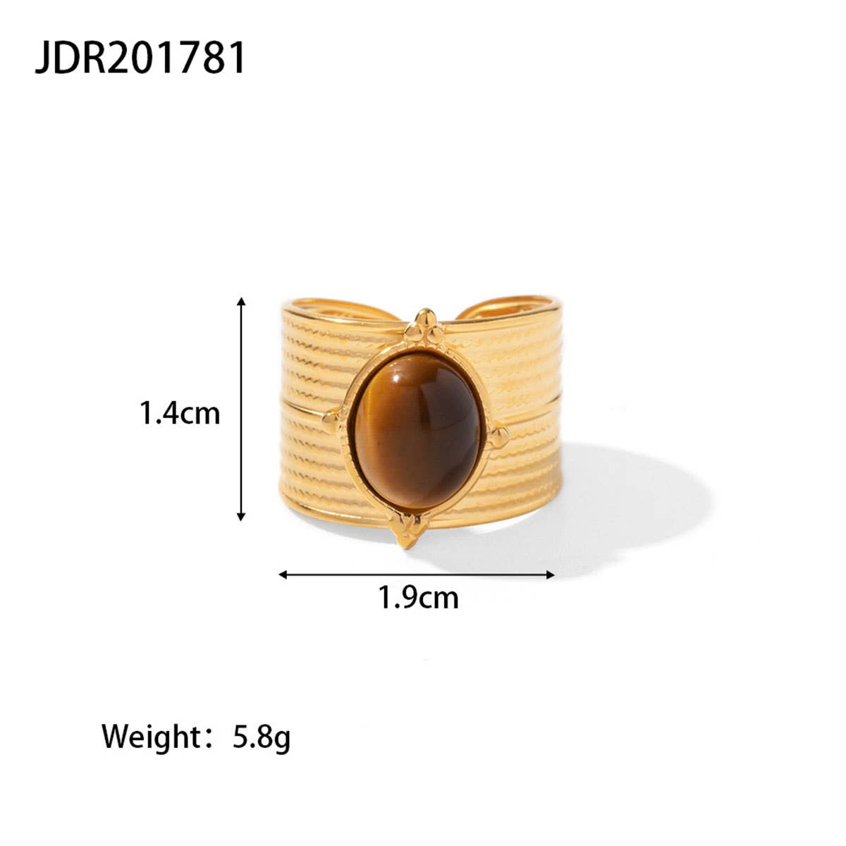 GOLD STAINLESS STEEL INLAID NATURAL STONE RINGS_CWAJE0611