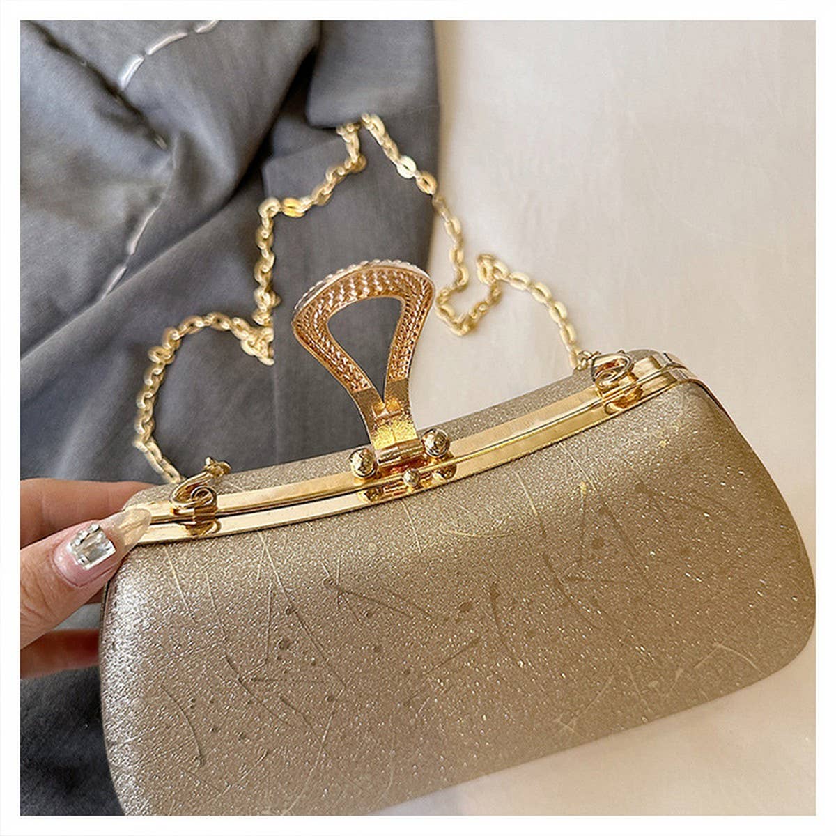 SHOULDER EVENING BAG CHAIN SQUARE BAG CLUTCH BAG_CWAB3253