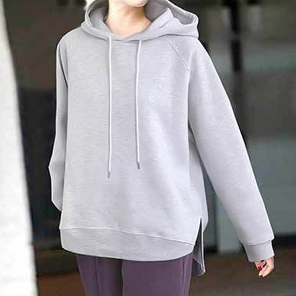 Solid Color Fashion Extended Back Hoodie Woman