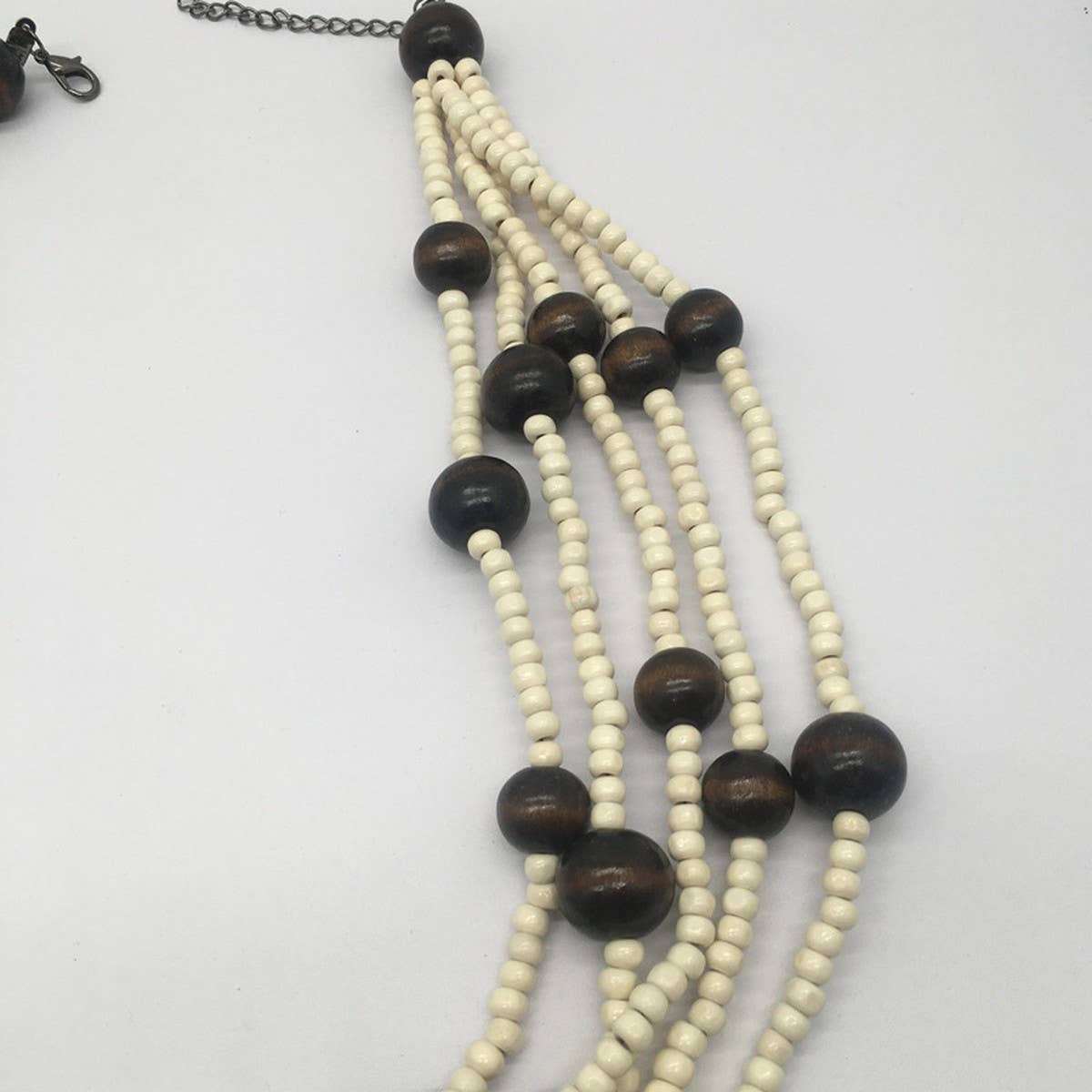 MULTI LAYERED WOODEN BEAD BOHEMIAN NECKLACE_CWMM4572