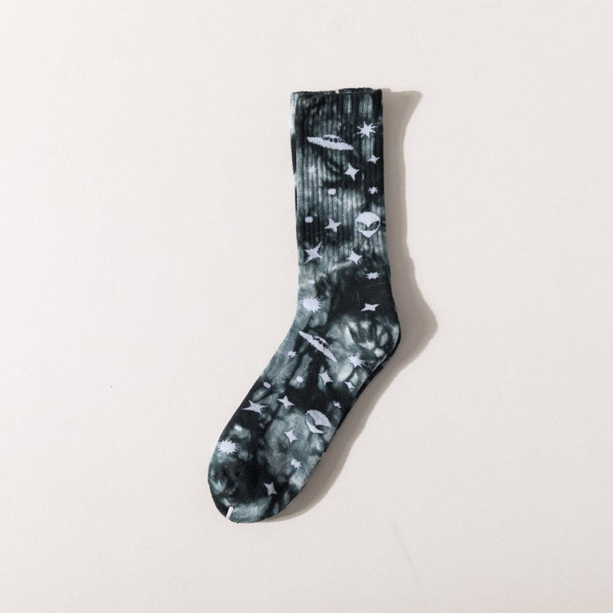 Universe Printed Tie Dyed Fashion Crew Socks_Cwms123