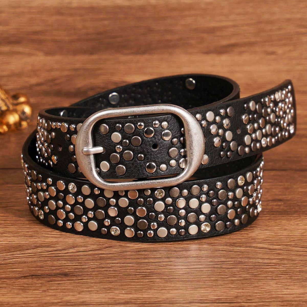 PUNK STREET HEAVY METAL CLAW STUD DIAMOND BELT_CWMM3932